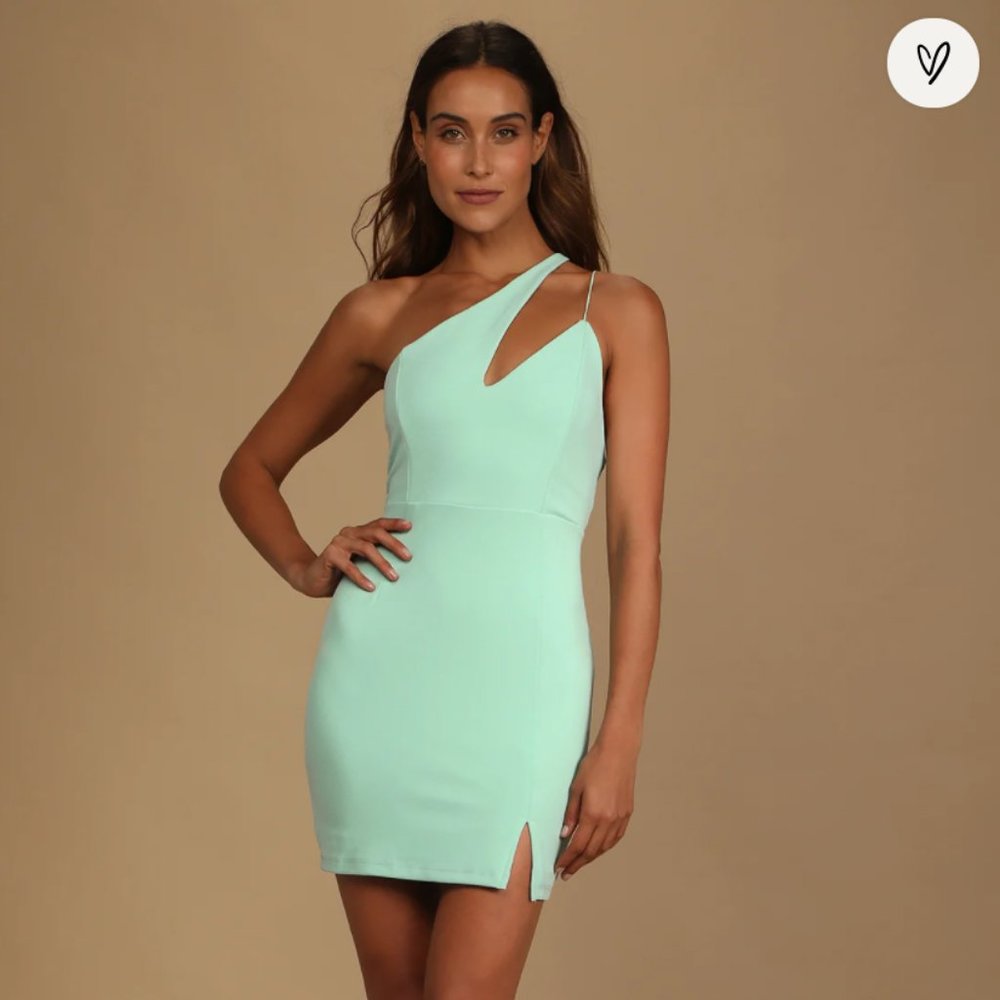 Lulu's Mint One-Shoulder Bodycon Dress - Never been worn!